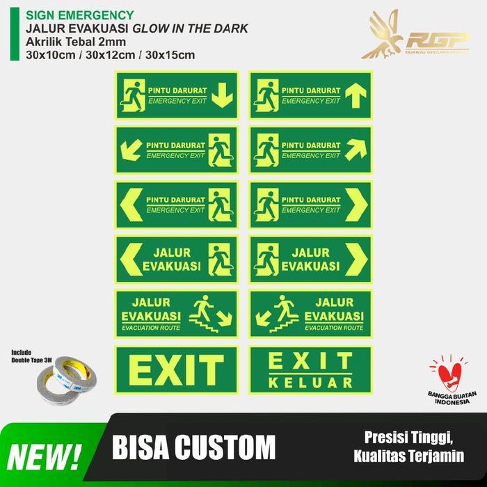 Jual [] Rajawali Sign Safety Sign Darurat Jalur Evakuasi Exit Akrilik ...
