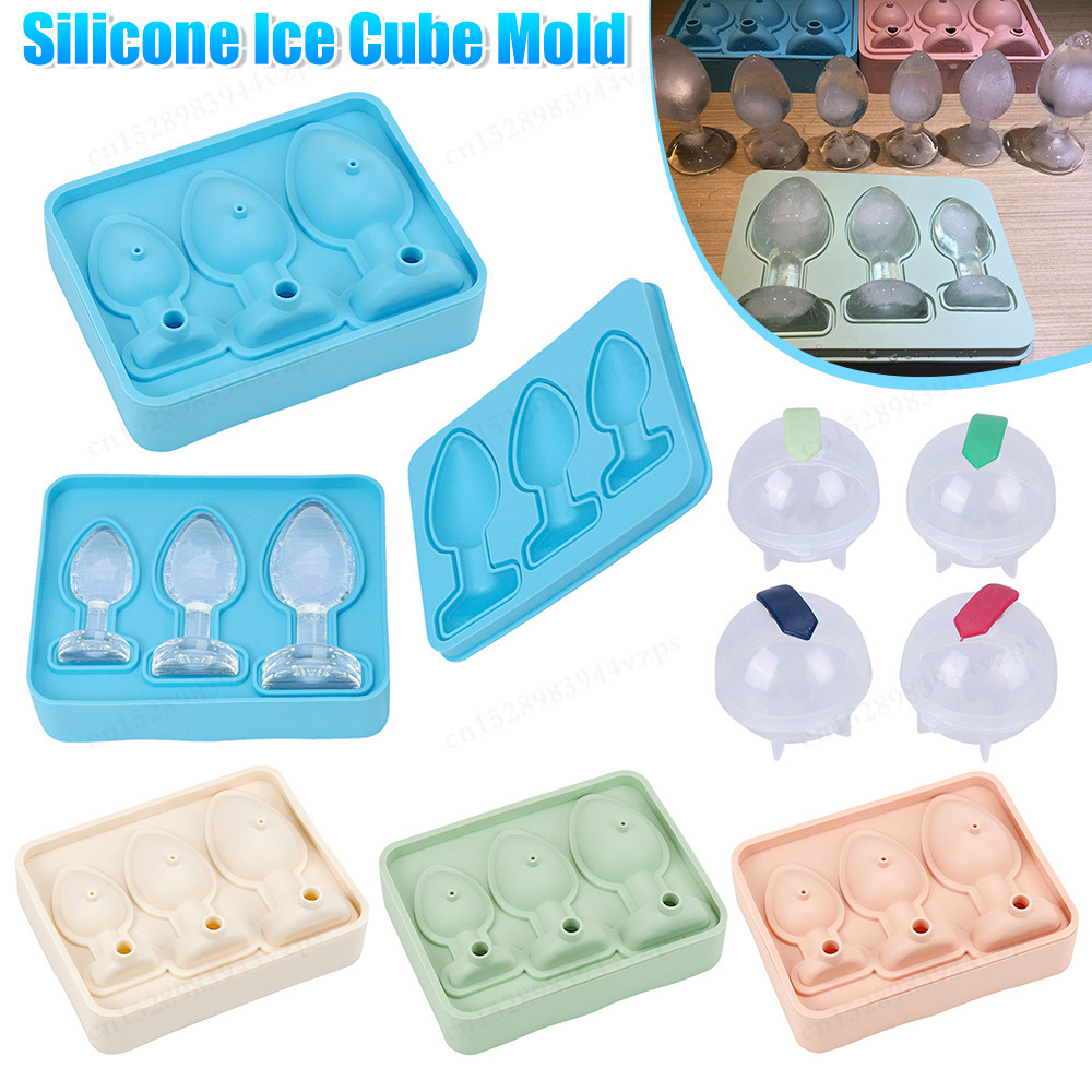 Jual Silicone Prank Butt Plug Shaped Mold Reusable Ice Cube Mold Tray ...