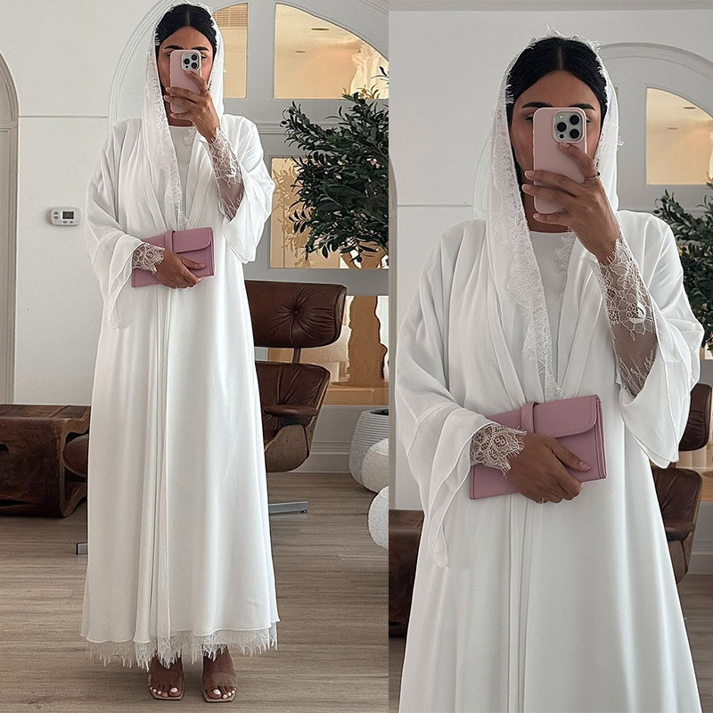 Jual Muslim Fashion Dress Modest Middle Eastern Clothing Front Open ...