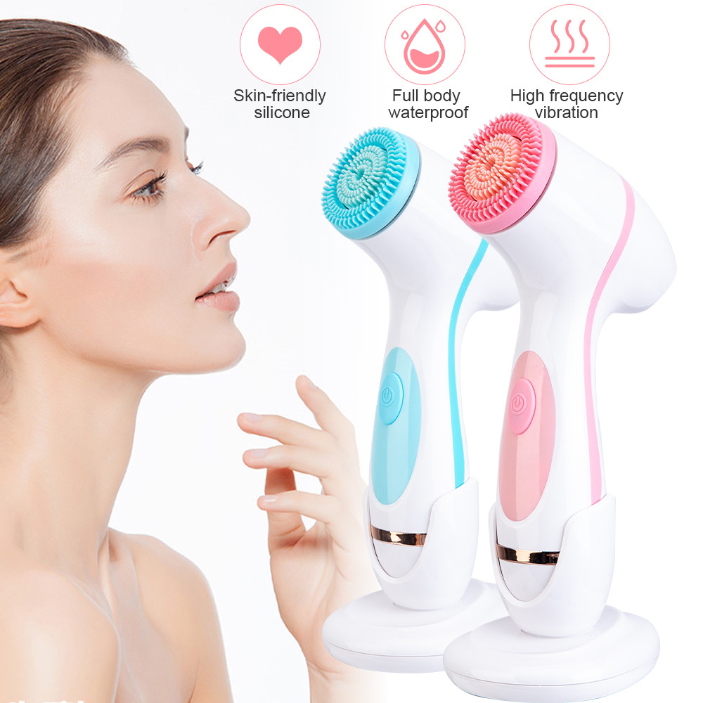 Jual 3In1 Electric Facial Cleansing Silicone Rotating Face Brush Deep ...
