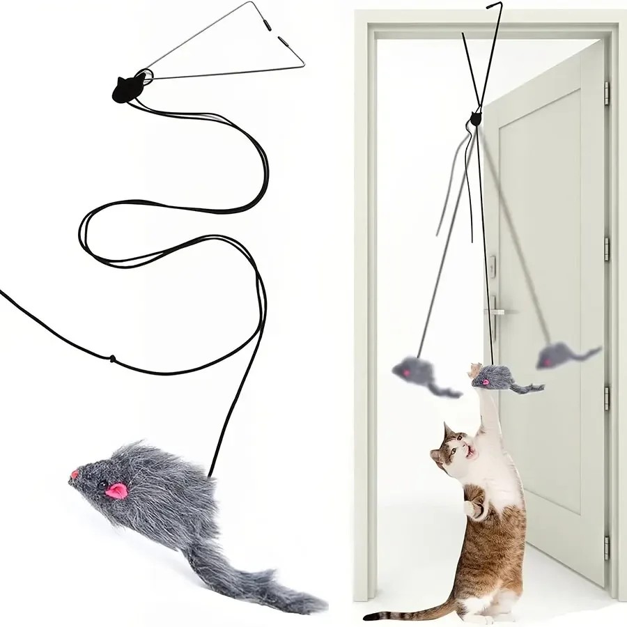 Jual Simulation Mouse Cats Toy Funny Self-Hey Hanging Door Retractable ...