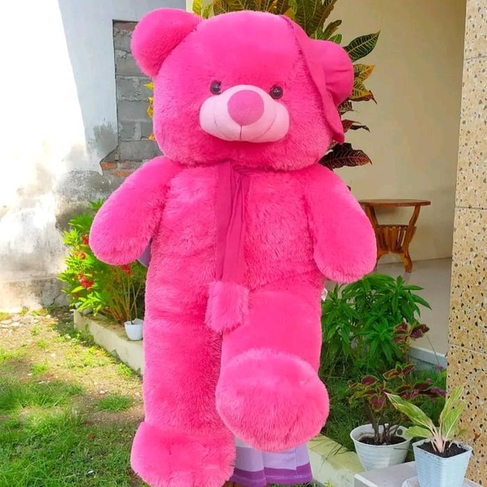 Jual Best Seller Boneka Teddy Bear Syal Telapak Topi Jumbo 90Cm Hadiah ...
