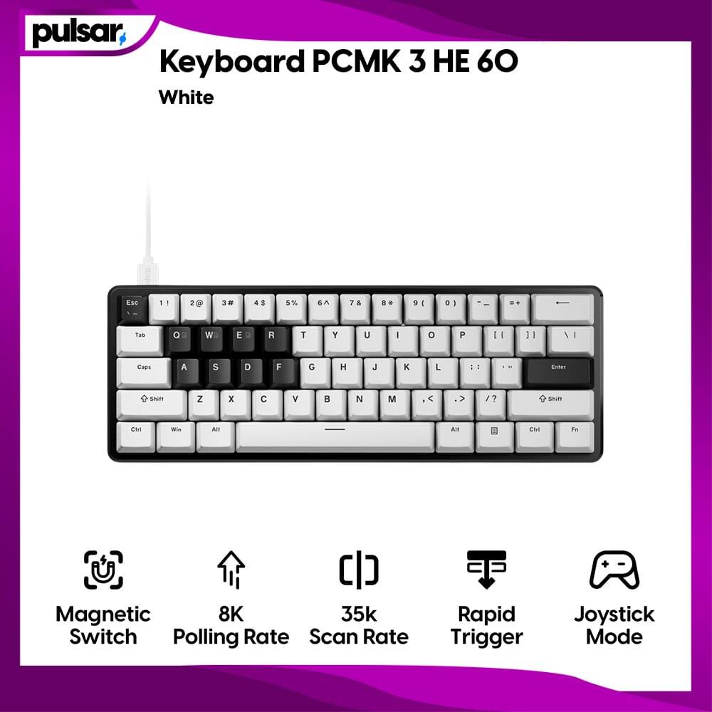 Jual Pulsar Gaming Keyboard PCMK 3 HE 60 ANSI White Putih Hall Effect ...