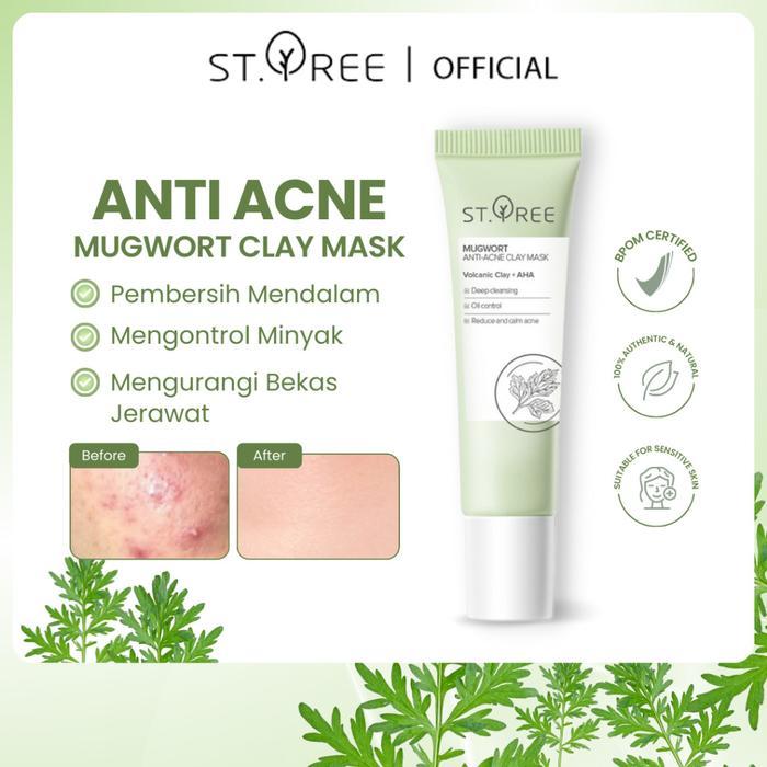 Jual [Cod] St.Tree Mugwort Anti Acne Clay Mask 30 Gr Volcanic Clay ...