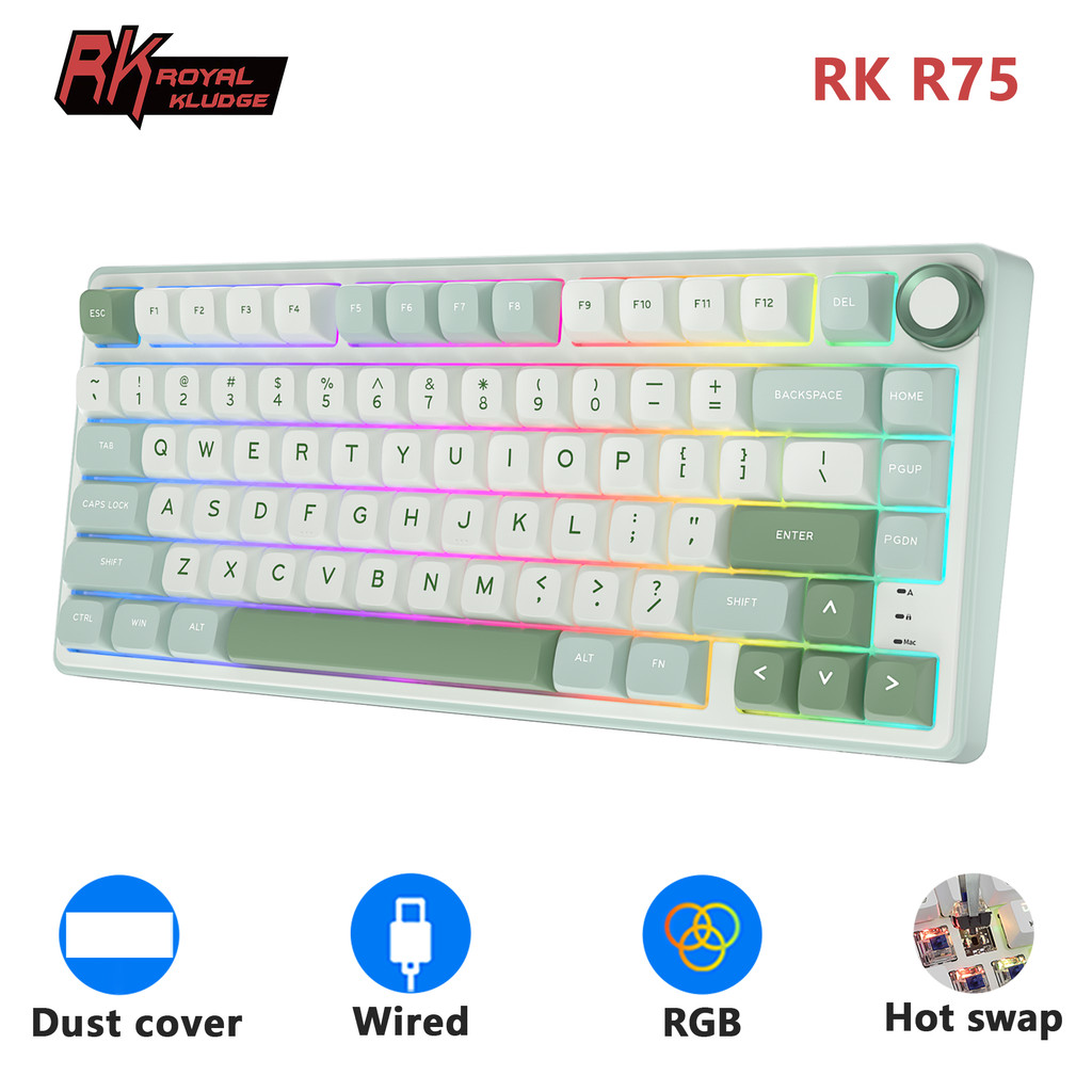 Jual RK Royal Kludge R75 Gasket Wired Mechanical Keyboard 80 Keys RGB ...
