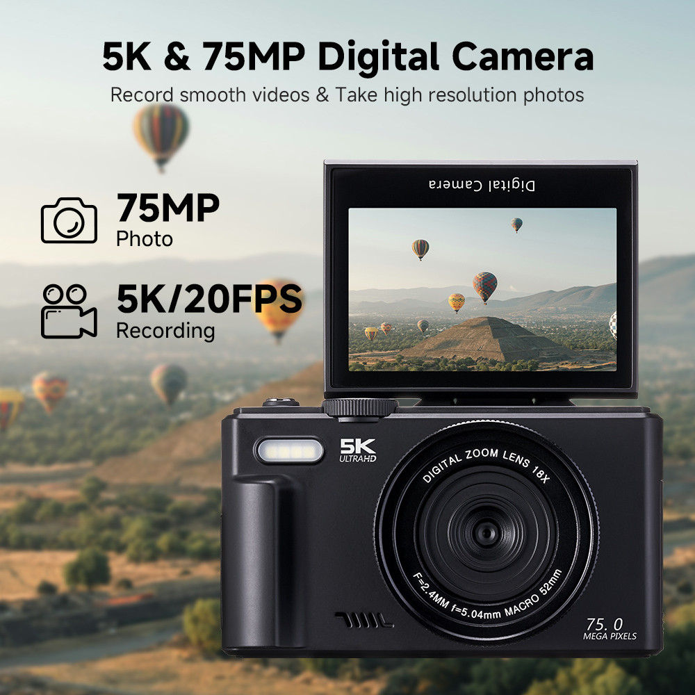 Jual 75MP Digital Camera 18X Digital Zoom 180 Flip Screen for ...