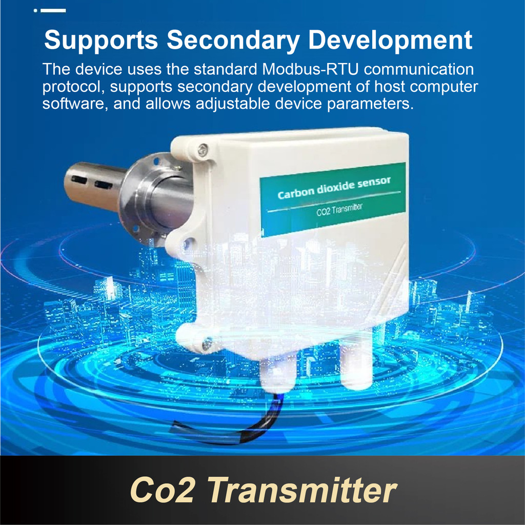 Jual QT-G10 Duct CO2 Sensor Transmitter 05000ppm RS485 Analog Output ...