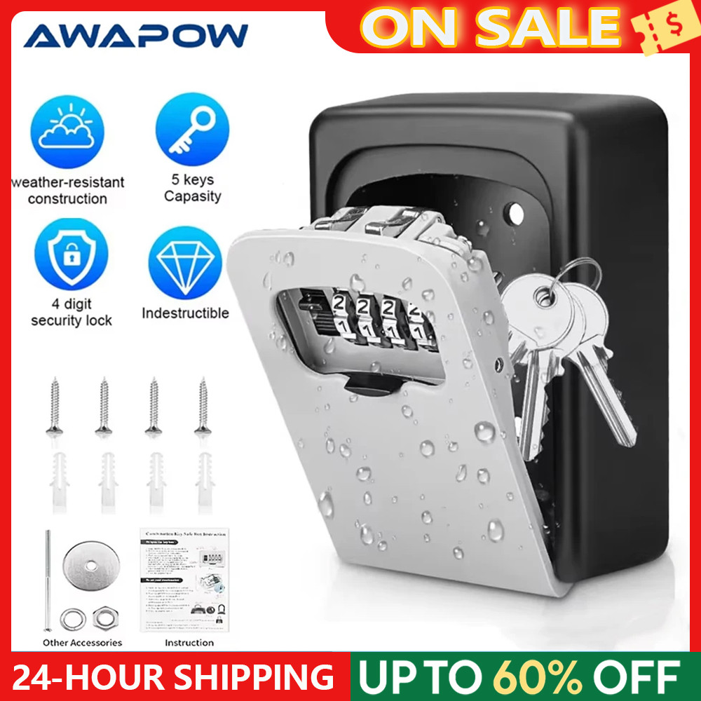Jual Awapow Key Lock Box Waterproof Key Code Box Metal Password ...