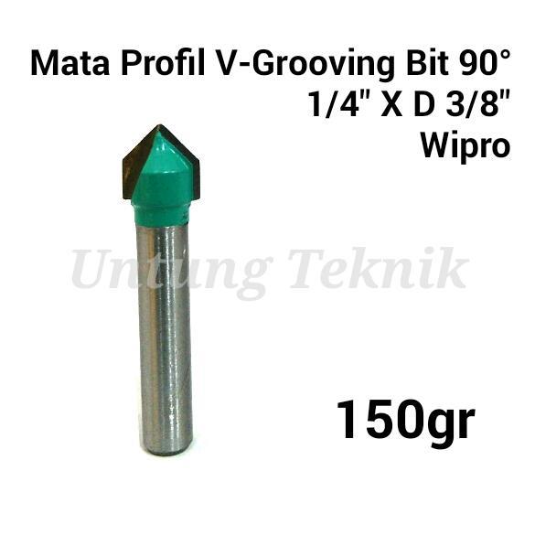 Jual WIPRO 90 Deg X 1/4 X 3/8 Inch Mata Profil - Router - V Groving ...