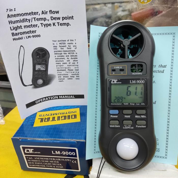 Jual Lutron LM-9000 Anemometer,Airflow,Humidity, Dewpoint, Light meter ...