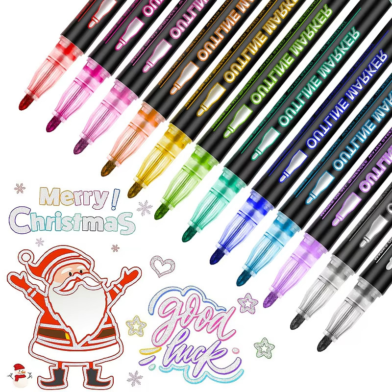 Jual 8/12/24/36/48 Colors Out Pen Double- Contour Pen Dream Flash Pen ...
