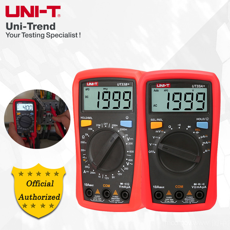 Jual UNI-T UT33+ series handheld digital multimeter UT33A+/UT33B+/UT33C ...