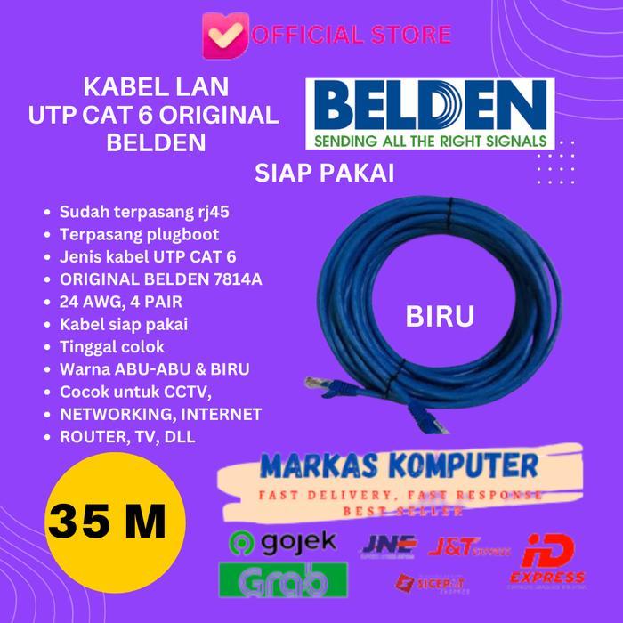 Jual Kabel Lan Belden Cat 6 Usa 35 Meter Siap Pakai/35M / 35Meter Utp ...