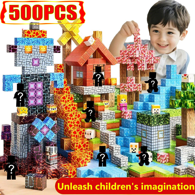 Jual 10-500PCS Magnetic Building Blocks Magnet Set Bricks Mini World ...