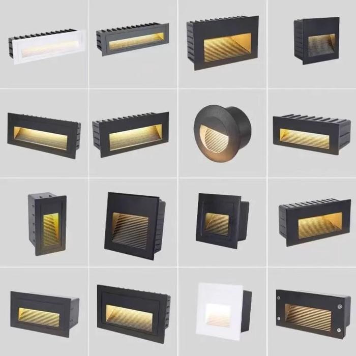Jual Lampu Tanam Tangga LED Persegi Minimalis IP66 Body HITAM Kuning ...