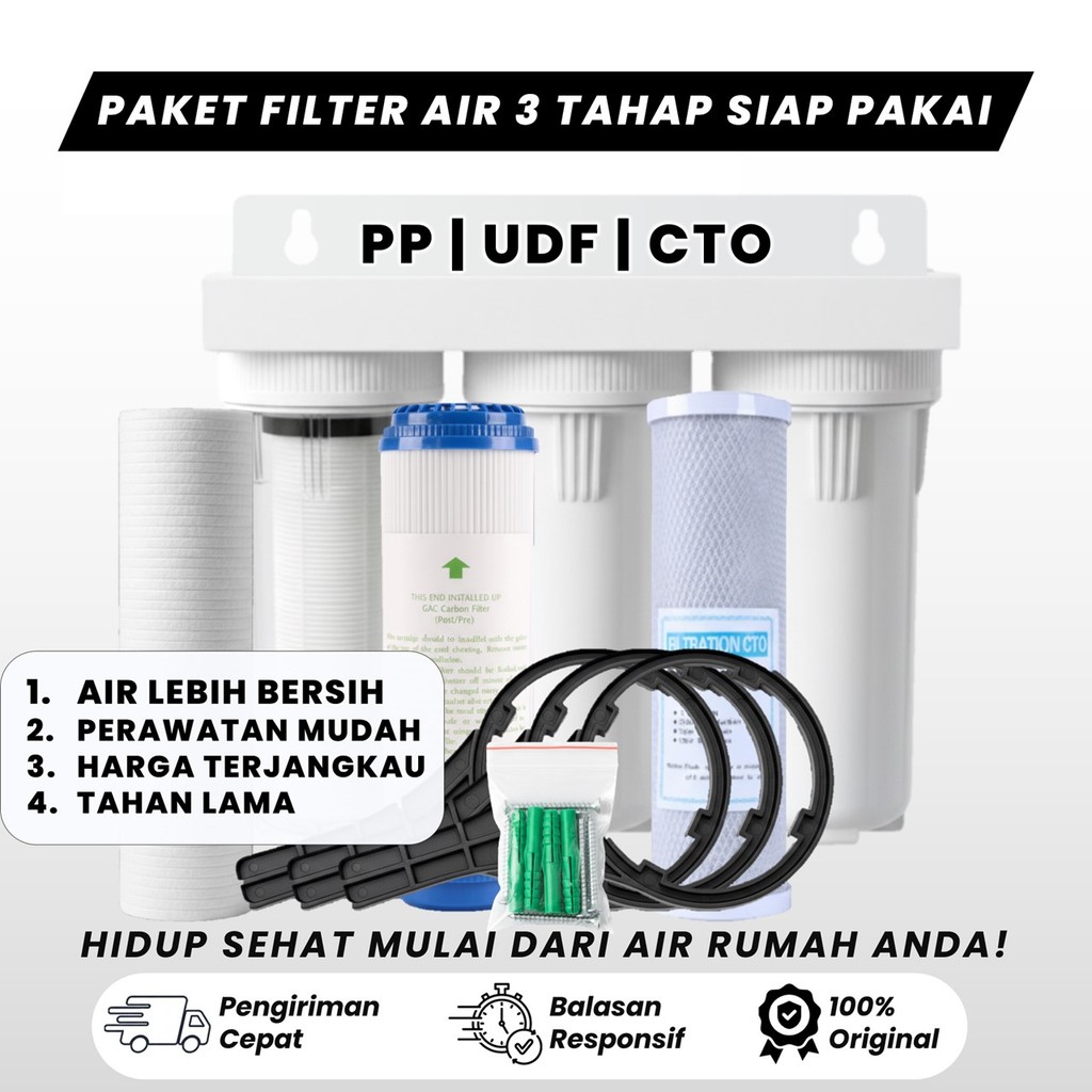 Jual PAKET FILTER AIR 3 TAHAP / FILTER AIR SUMUR/PDAM - HOUSING FILTER ...