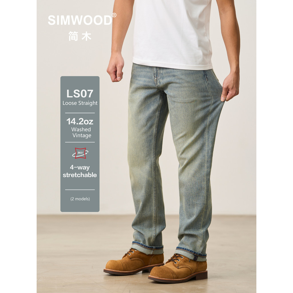 Jual SIMWOOD 2025 Autumn Winter New Loose Straight 14.2oz Fabric ...