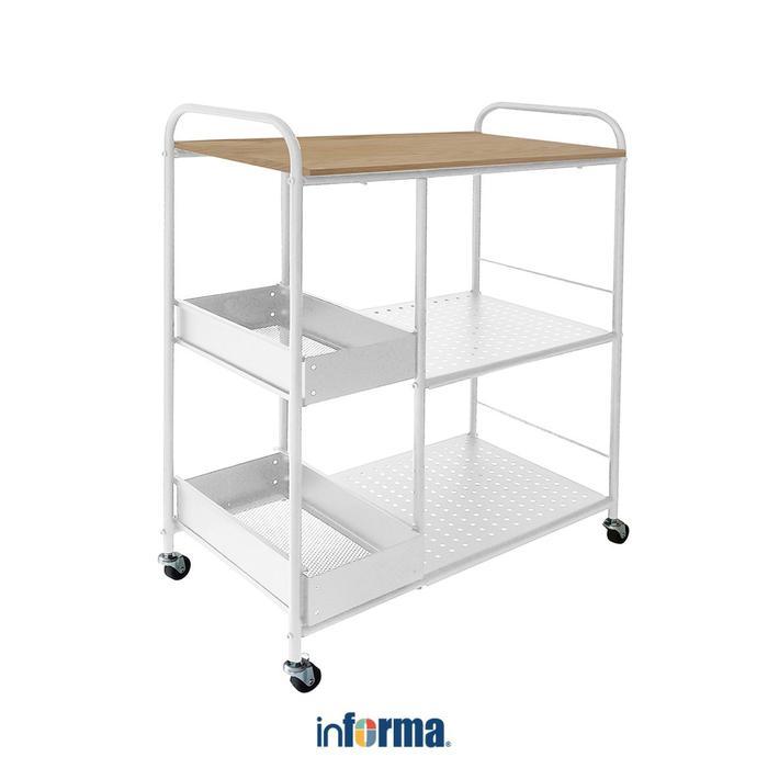 Jual Informa Neves Troli Dapur - Putih Oak Rak Dorong Rak Serbaguna ...
