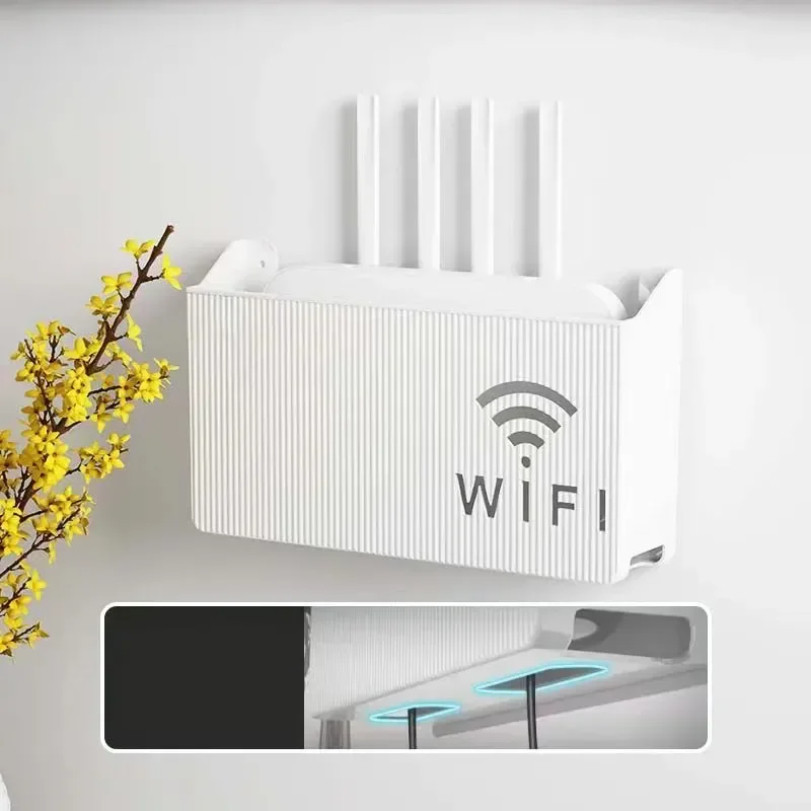 Jual Wall Mounted Wireless Wifi Router Shelf ABS Plastic Storage Box ...