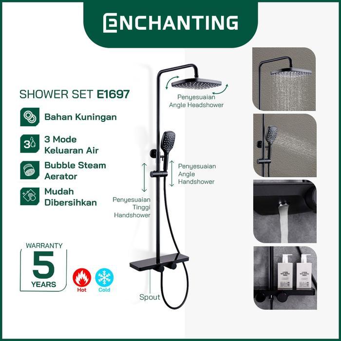 Jual ENCHANTING Shower Set Brass Kuningan Keran Mandi 3 Mode Fungsi ...