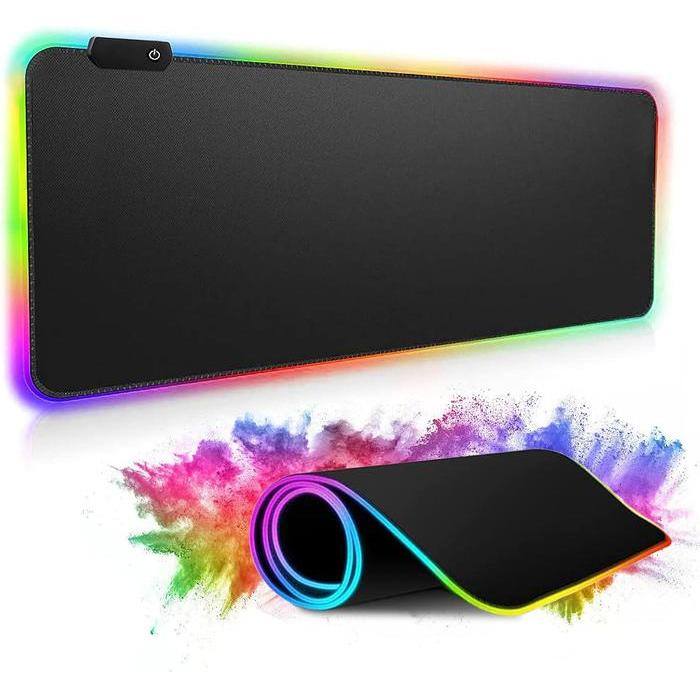 Jual Alas Mouse Gaming RGB, Alas Mouse LED Besar Tebal 4 dengan Kain ...