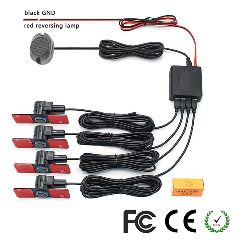 Jual 4 Sensors Buzzer 16.5mm Car Parking Sensor Kit Reversing Radar ...