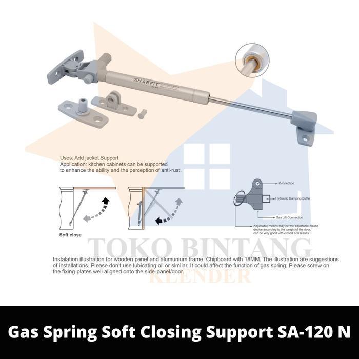 Jual Gas Spring Harfit Soft Closing Support Sa-120 N (Pasang) | Shopee ...