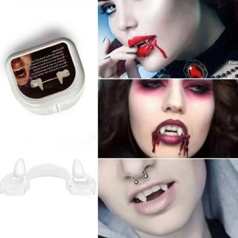 Jual Vampire Fake Teeth Retractable Dentures Props Arty Costume DIY ...