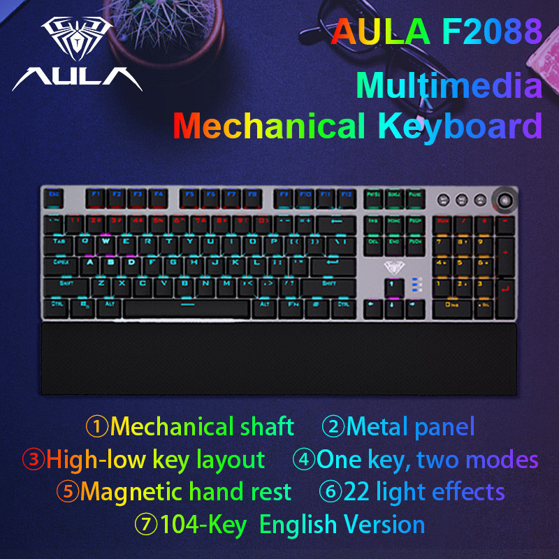 Jual AULA F2088 Mechanical Keyboard Wired Gaming Keyboard Multi ...
