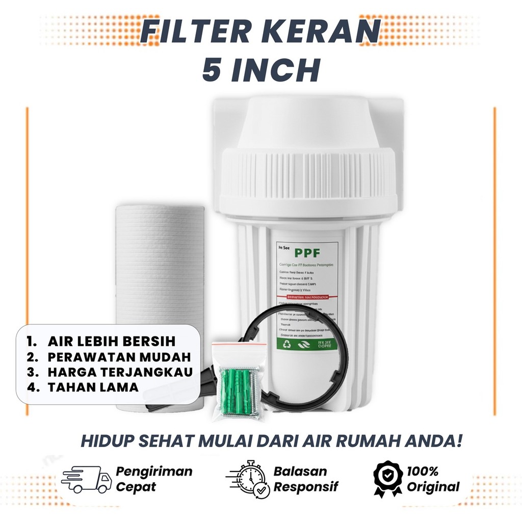 Jual Paket filter Air 1 Tahap 5 Inch + Filter PPF / Filter Sedimen ...