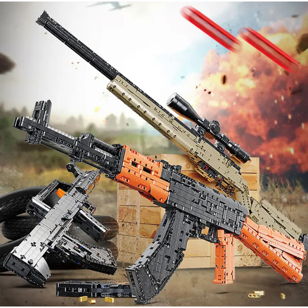 Jual Military Sniper Gun Assembled Building Blocks AK47 Rifle AWM Model ...