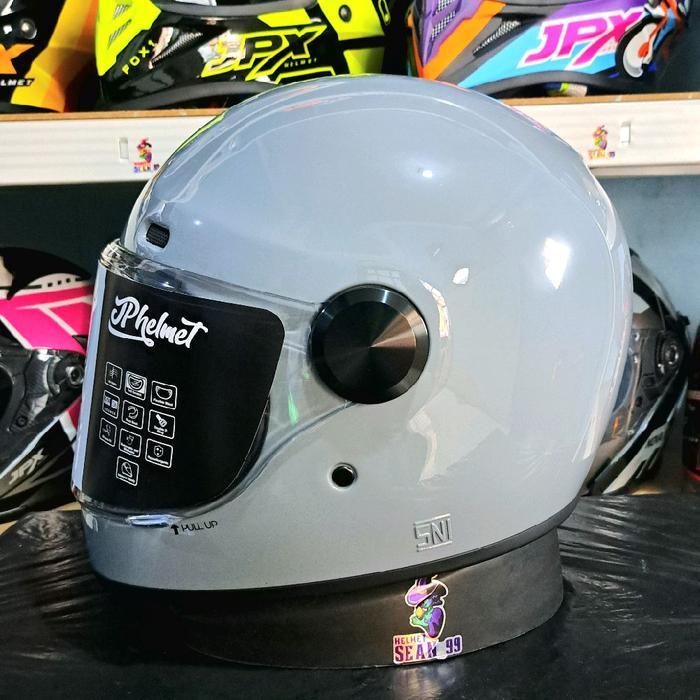 Jual HELM JPX JP ROKR SOLID GREY GLOSSY FULL FACE ORIGINAL SNI DOT ...