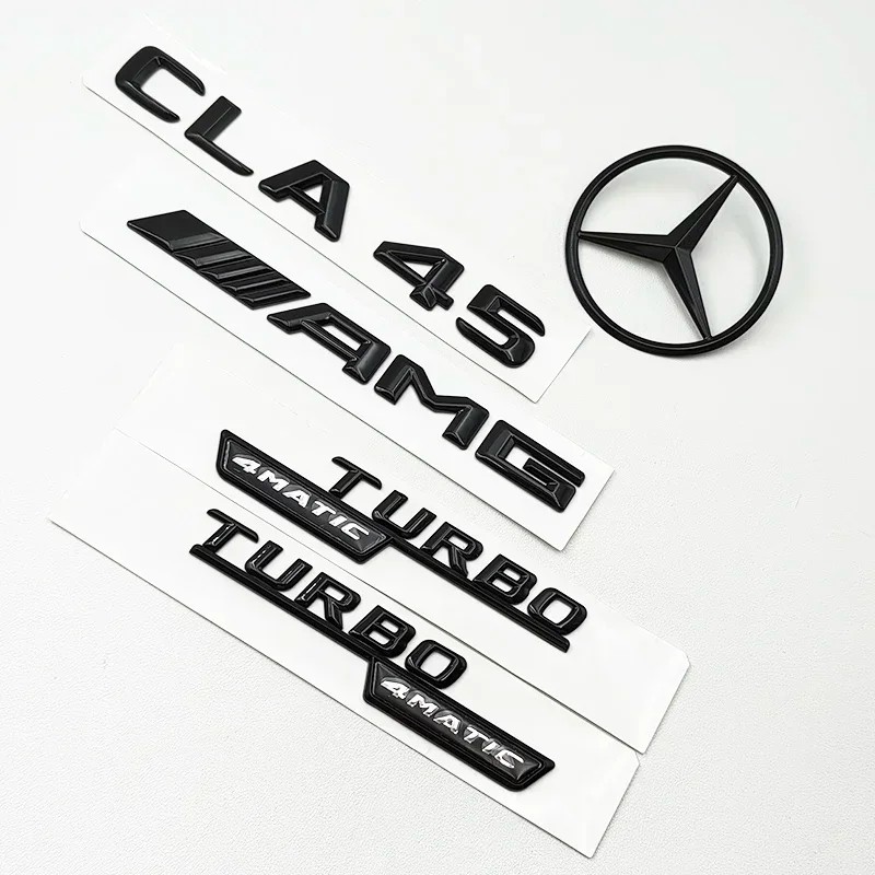 Jual 1pcs Black CLA45 Logo TURBO 4MATIC Badge Car Rear Star Sticker ...