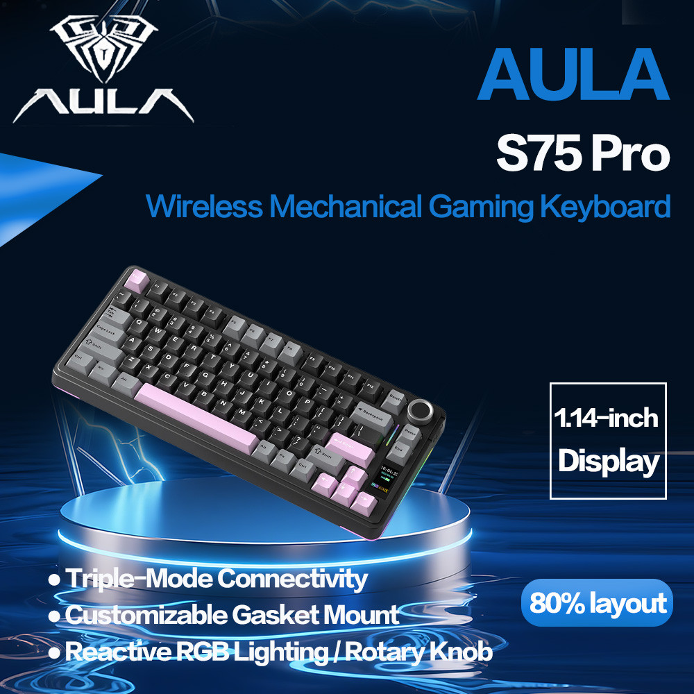 Jual AULA S75 PRO Wired Wireless Bluetooth Tri Mode Hot Swappable ...