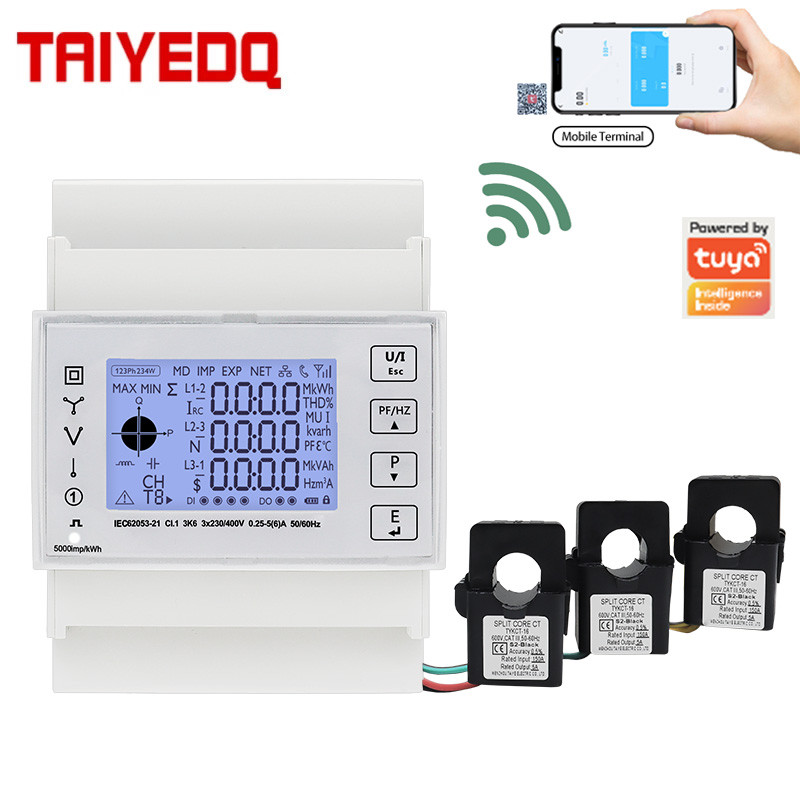 Jual WiFi Smart Electric Energy Wattmeter Meter 3 Phase kWh ...