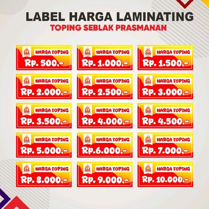 Jual LABEL HARGA TOPING SEBLAK PRASMANAN SUDAH DI LAMINATING | Shopee ...