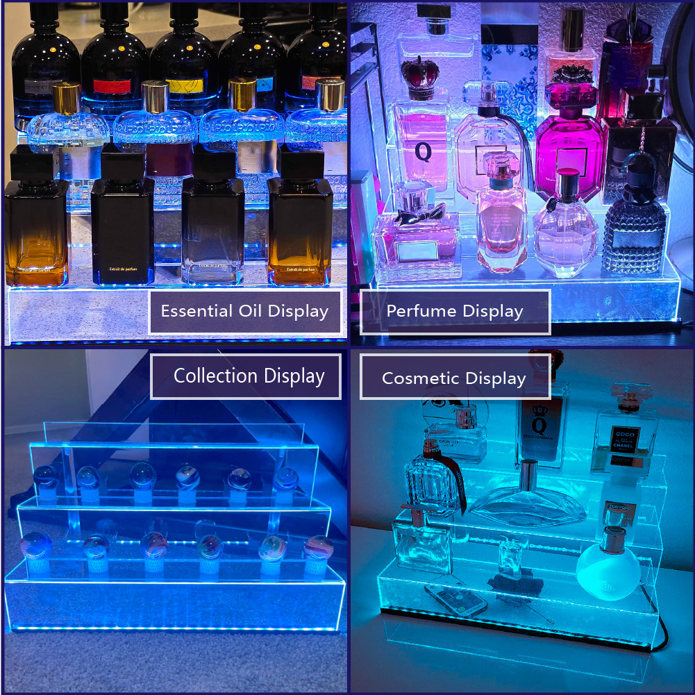 Jual Acrylic Display Rack with LED Lights - 3 Tier Nail Polish Perfume ...