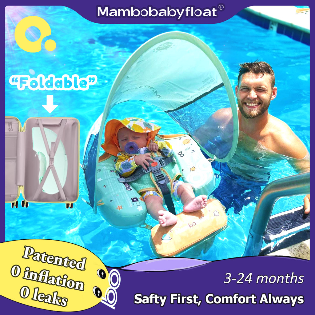 Jual Mambobaby Baby Foldable Float Inflatable Free with Sun Canopy Safe ...
