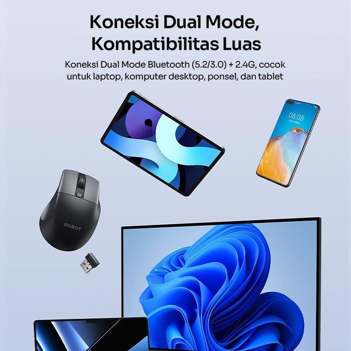 Jual Robot M355 Mouse Multi Device Bluetooth + 2.4G Wireless Silent ...