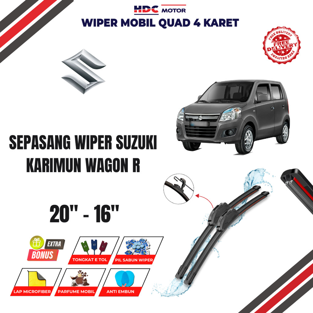 Jual Wiper Suzuki Karimun Wagon R Quad Kaca Depan Mobil Free 5 Bonus ...