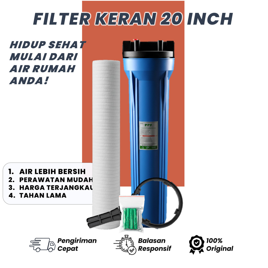 Jual Paket Filter Air Kotor / Keruh 20 Inch – Blue/Transparent -Sedimen ...