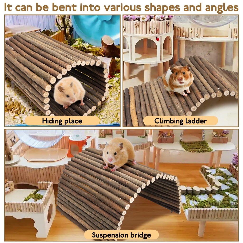 Jual Wooden Hideout Climbing Rodents Chew Toys Bunny Ladder Bridge ...