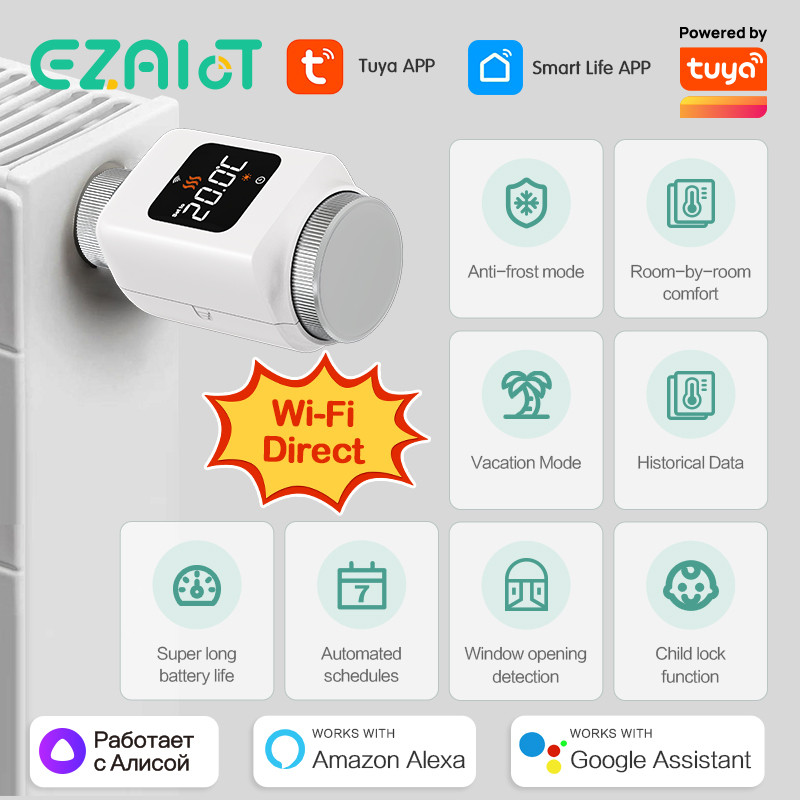Jual Tuya Smart WiFi Thermostatic Head Radiator Valve Actuator TRV ...