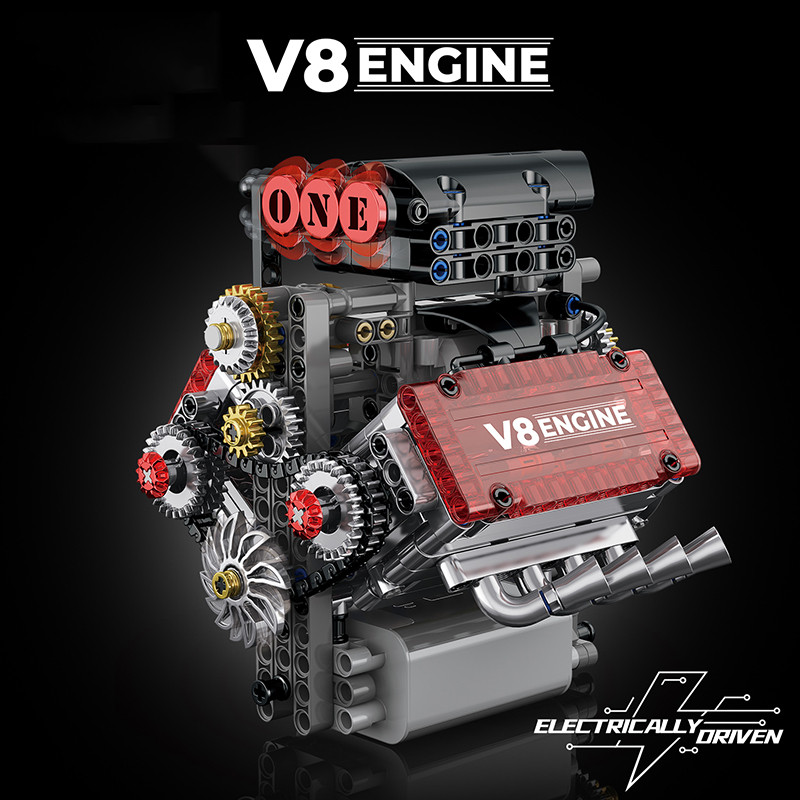 Jual Brick V8 Engine Motorized Simulation Model Electrically Drive ...