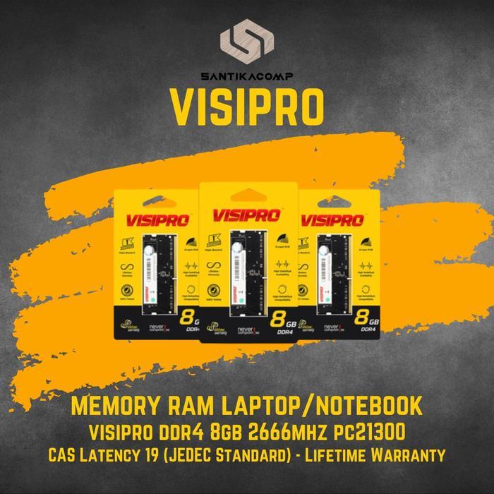 Jual MEMORY RAM VISIPRO SODIMM DDR4 8GB 2666Mhz pc21300 RAM LAPTOP ...