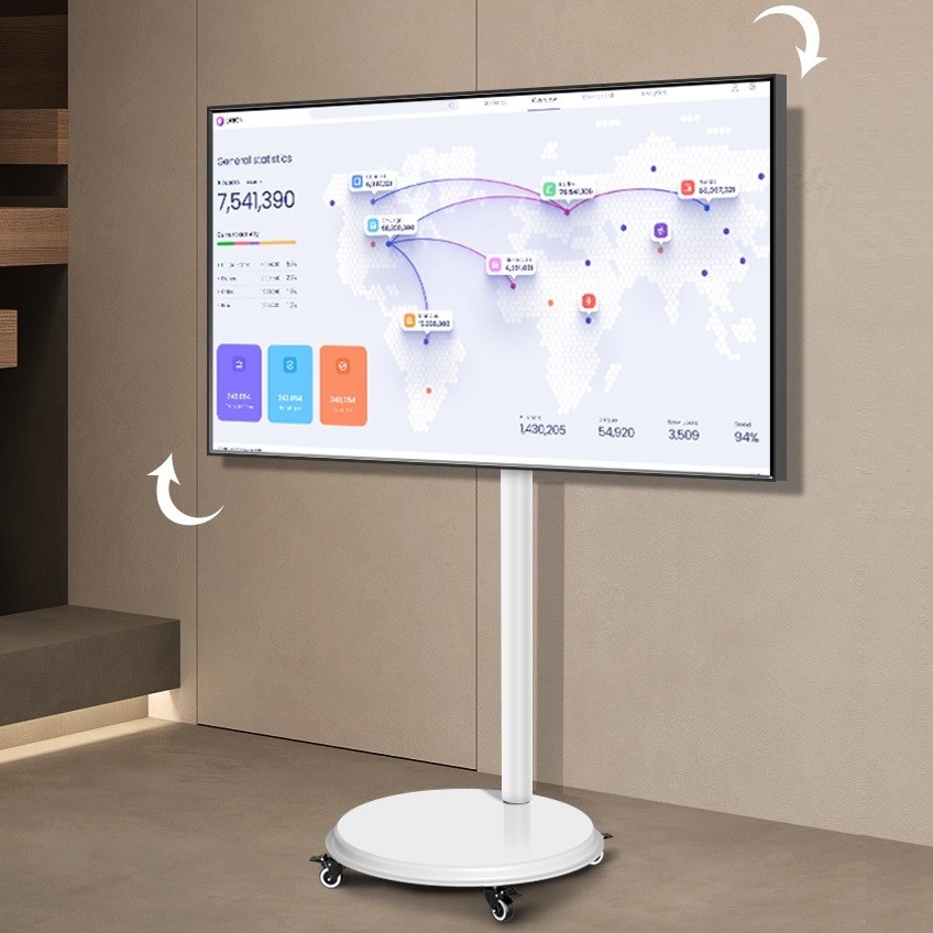 Jual HILLPORT TV Cart White monitor Screen Free Lifting Rolling Mount ...