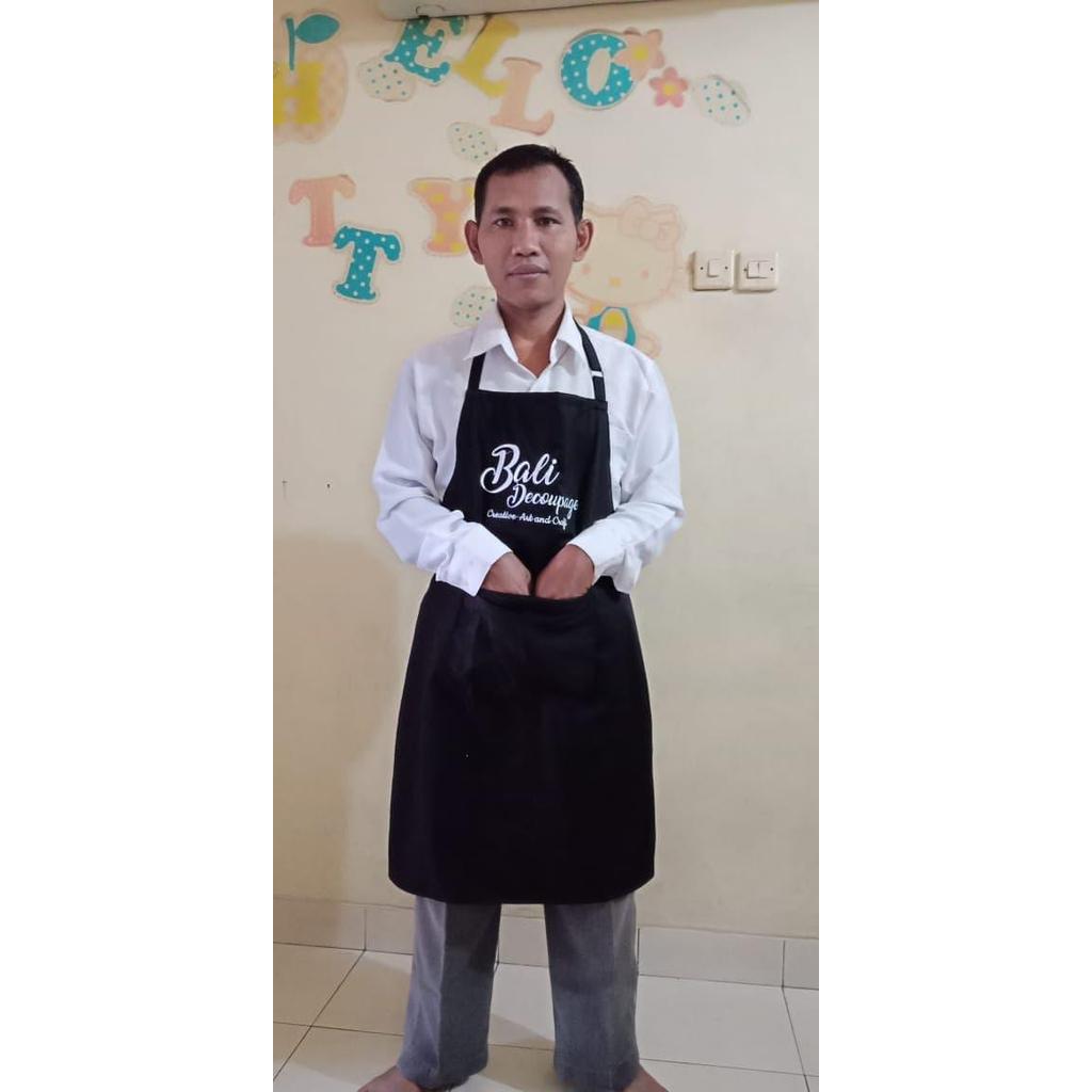Jual Apron Hitam Polos Set Bordir High Quality Best Price | Shopee ...
