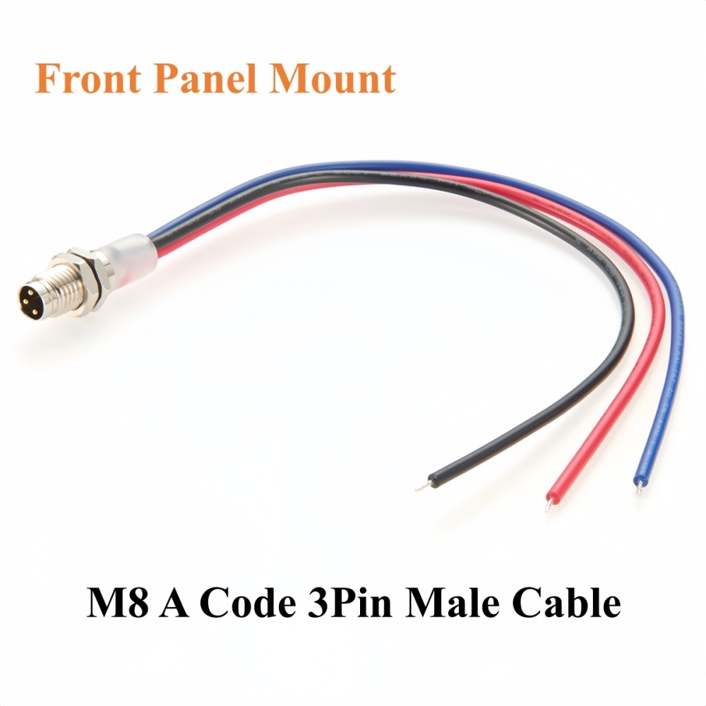 Jual IP67 M8 A Code 3Pin Male Front Panel Mount Receptacle Cable M8 ...