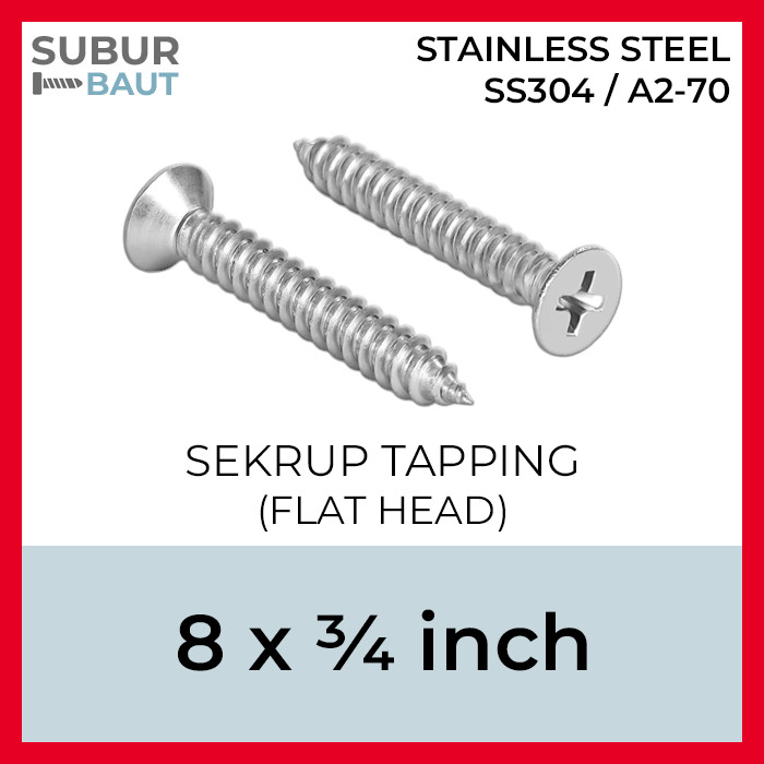 Jual Sekrup FH / Skrup Tapping JF + / Kepala Rata 8 x 3/4 | 8x3/4 Grade ...
