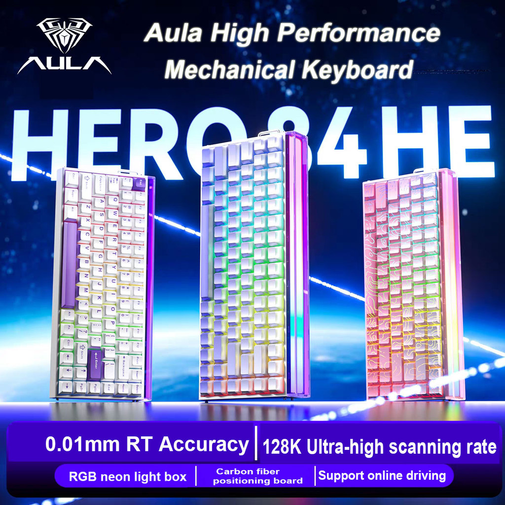 Jual AULA HERO 84 HE Wired Mechanical Keyboard Music Rhythm RGB Gaming ...